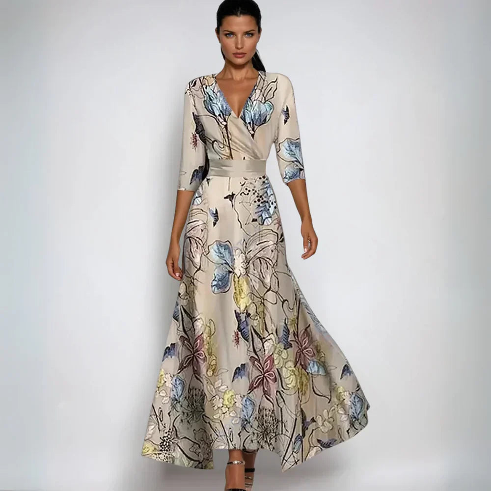CASSANDRA™ | ELEGANT BLOMMIG OMSLAGSKLÄNNING