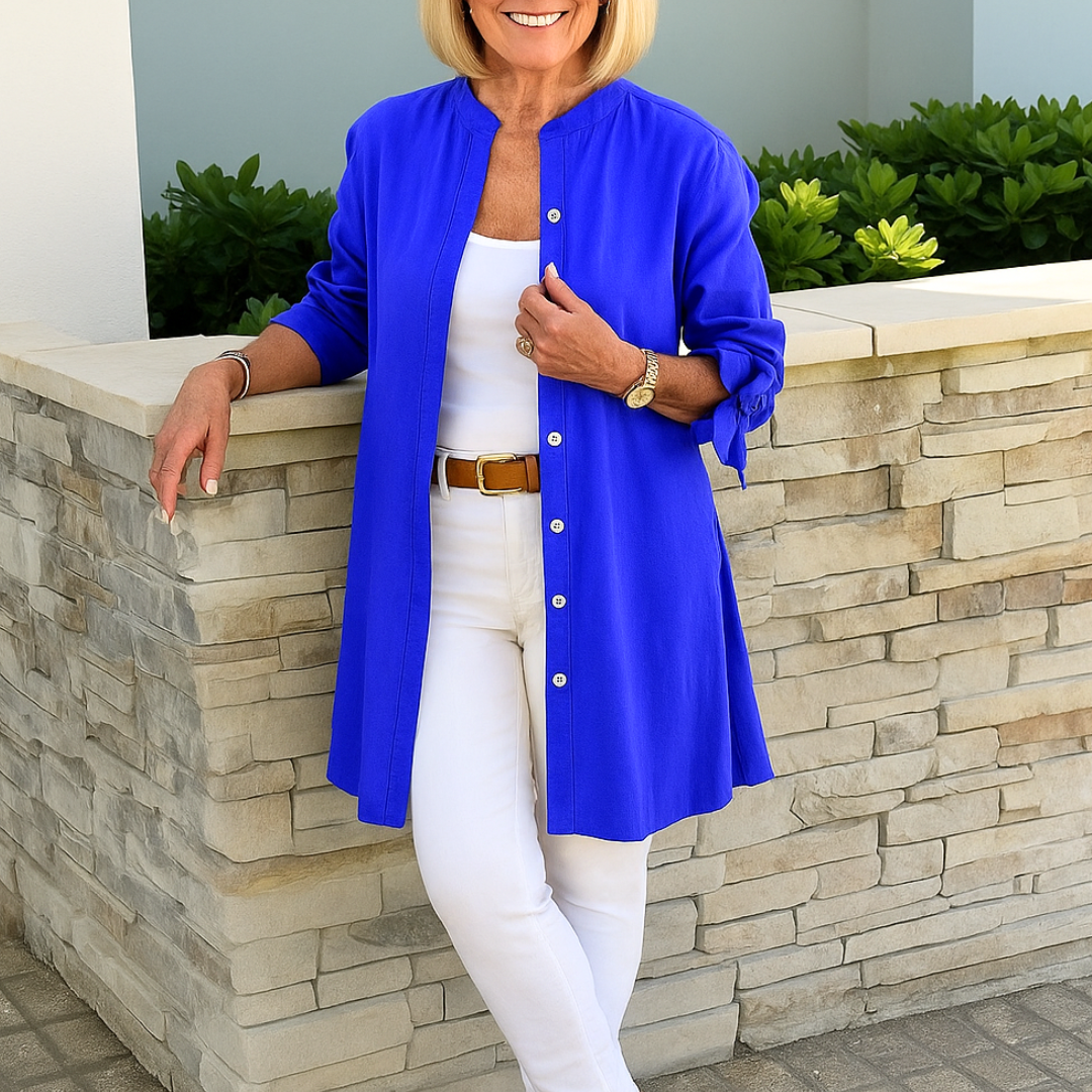 SIMONE™ | SKJORTBLUS MED ELEGANTA ROSETTMANCHETTER
