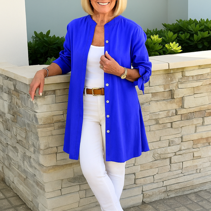 SIMONE™ | SKJORTBLUS MED ELEGANTA ROSETTMANCHETTER