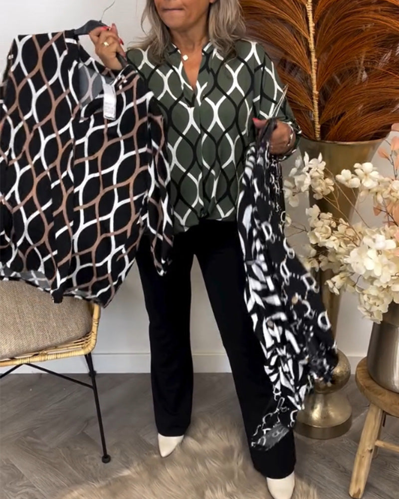 TILDE™ | VARDAGSBLUS MED LÅNGA ÄRMAR OCH ELEGANT MÖNSTER