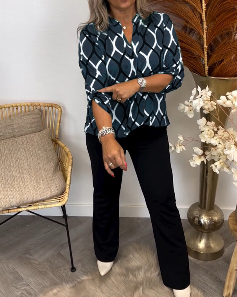 TILDE™ | VARDAGSBLUS MED LÅNGA ÄRMAR OCH ELEGANT MÖNSTER