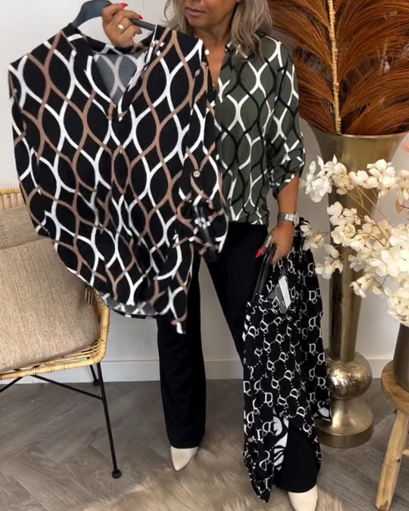 TILDE™ | VARDAGSBLUS MED LÅNGA ÄRMAR OCH ELEGANT MÖNSTER