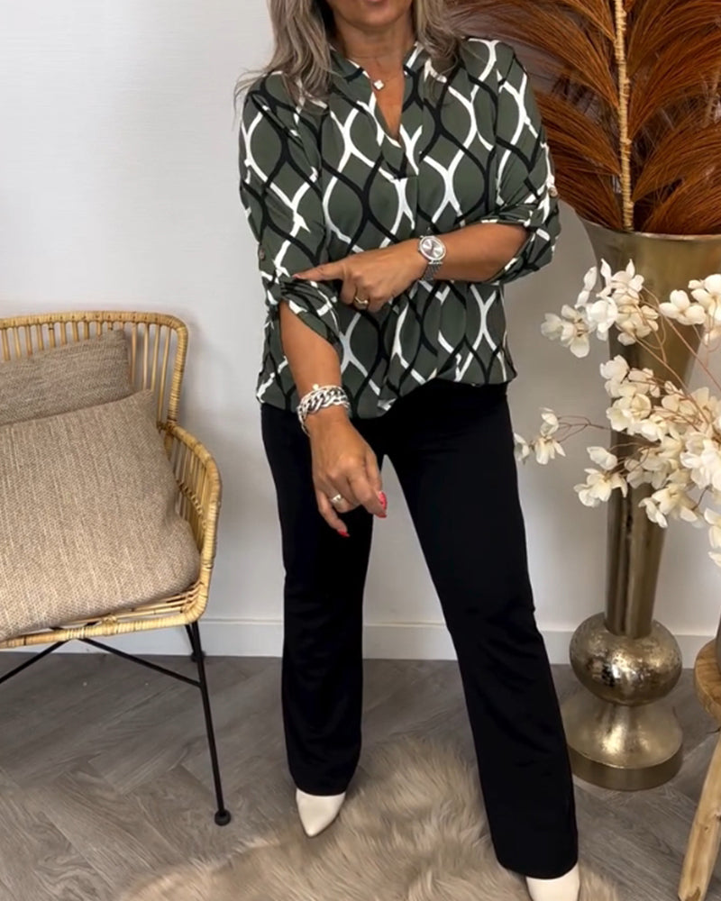 TILDE™ | VARDAGSBLUS MED LÅNGA ÄRMAR OCH ELEGANT MÖNSTER