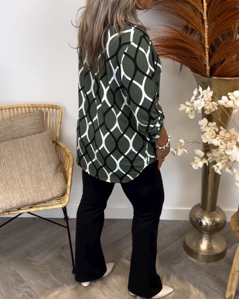 TILDE™ | VARDAGSBLUS MED LÅNGA ÄRMAR OCH ELEGANT MÖNSTER