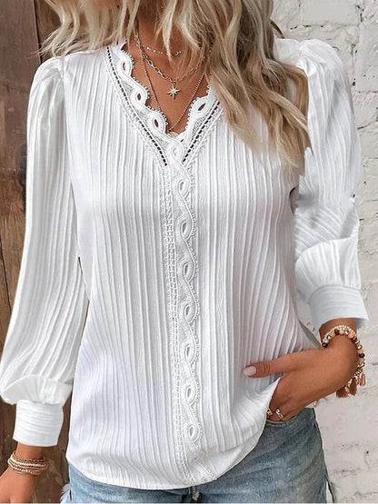 LIVANNE™ | LÅNGÄRMAD BLUS MED V-RINGNING