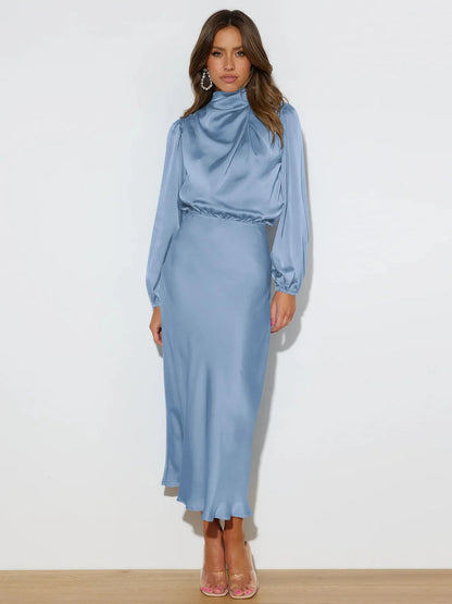 SAVANNA™ | REFINERAD SATIN MIDI-KLÄNNING