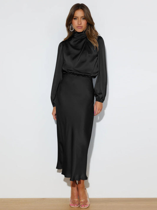 SAVANNA™ | REFINERAD SATIN MIDI-KLÄNNING