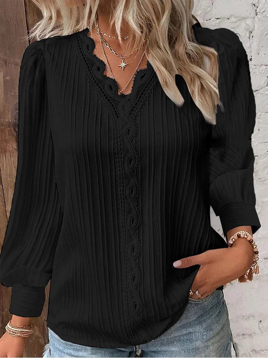 LIVANNE™ | LÅNGÄRMAD BLUS MED V-RINGNING