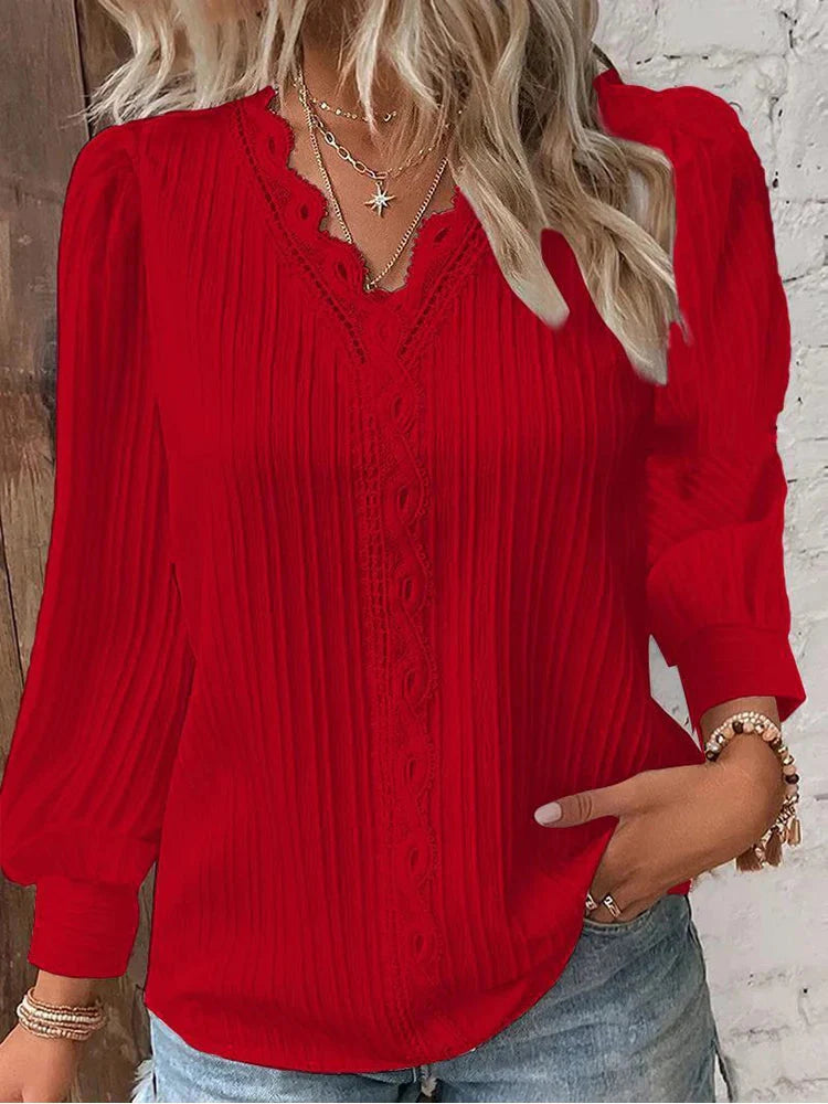 LIVANNE™ | LÅNGÄRMAD BLUS MED V-RINGNING
