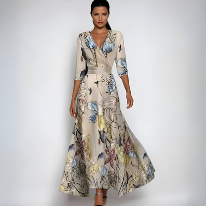 CASSANDRA™ | ELEGANT BLOMMIG OMSLAGSKLÄNNING