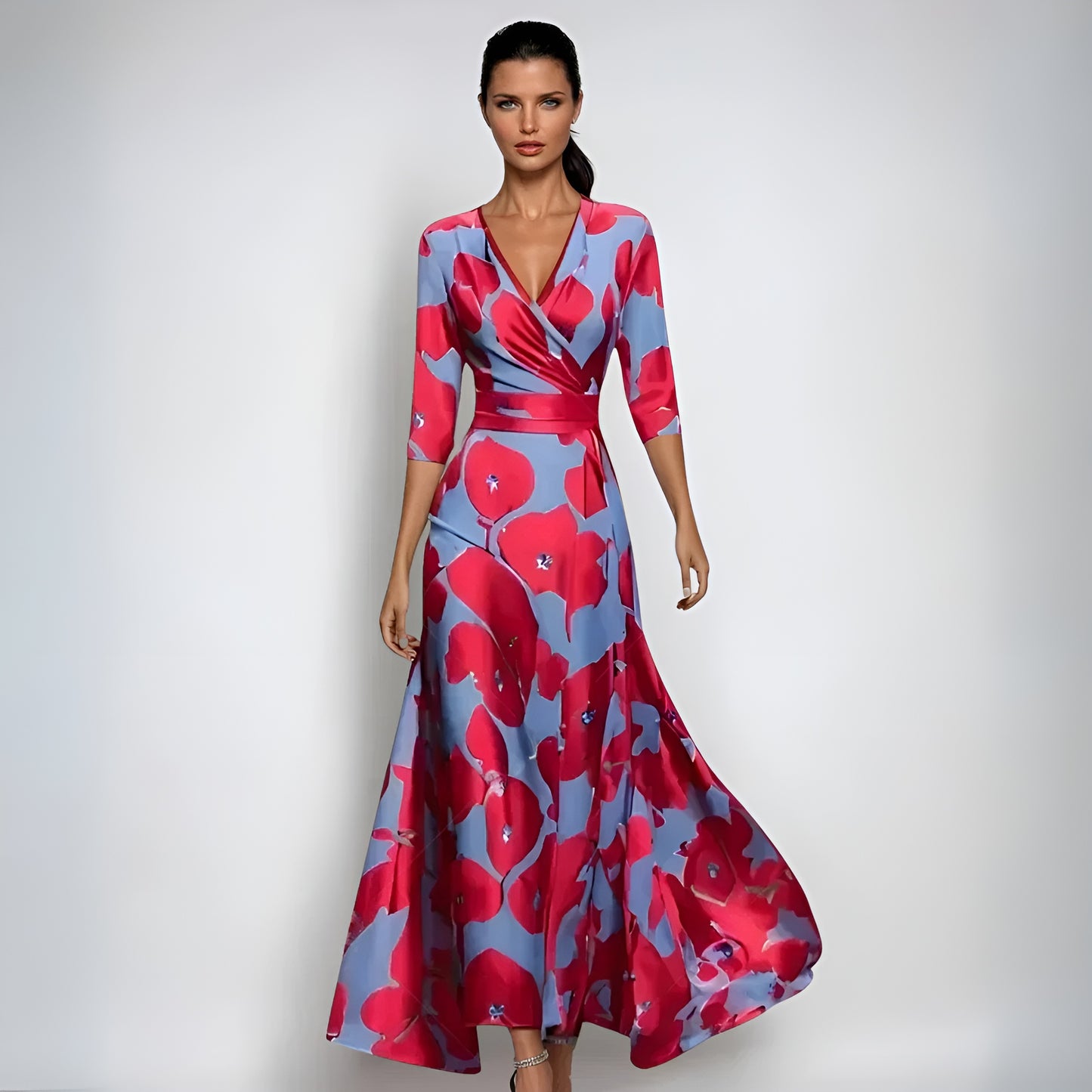 CASSANDRA™ | ELEGANT BLOMMIG OMSLAGSKLÄNNING